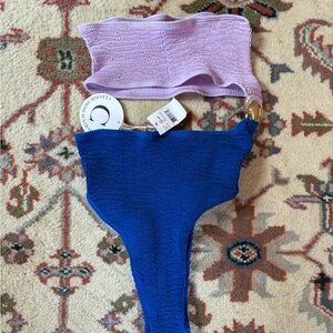 Celonie Purple and Blue Knit Bikini Set one piece